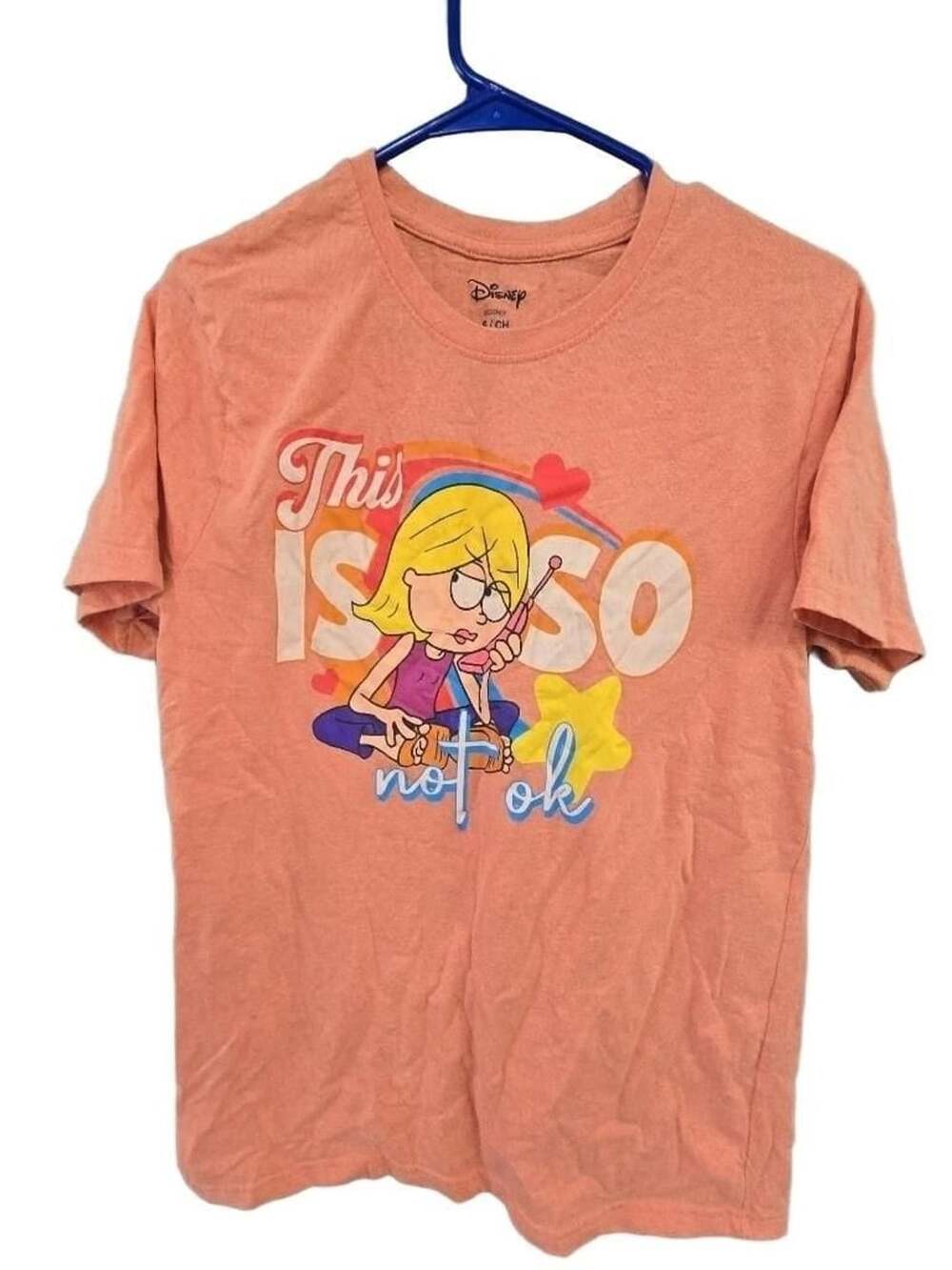 Disney Lizzie McGuire Graphic T-Shirt Adult Size S Coral This Is So Not Ok